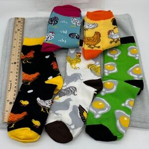 Chickens & Eggs Various Novelty Patterned Socks Quantity of 5 pairs Unisex